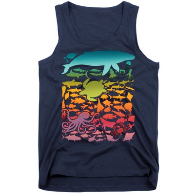 Cool Rainbow Ocean Sea Life Tank Top