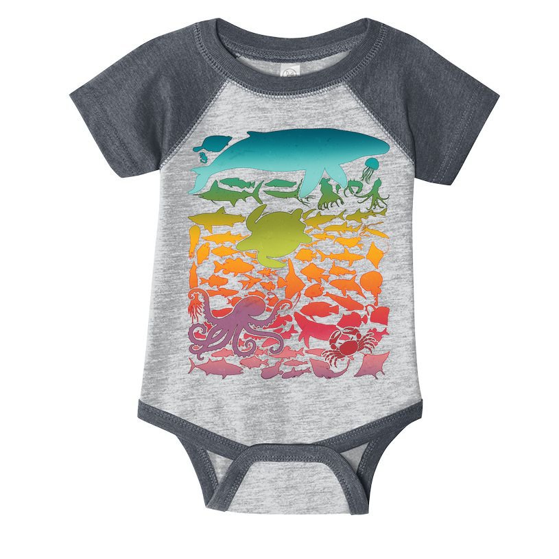 Cool Rainbow Ocean Sea Life Infant Baby Jersey Bodysuit