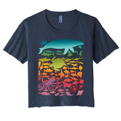 Cool Rainbow Ocean Sea Life Crop Top