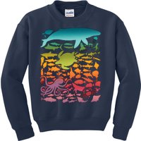 Cool Rainbow Ocean Sea Life Kids Sweatshirt