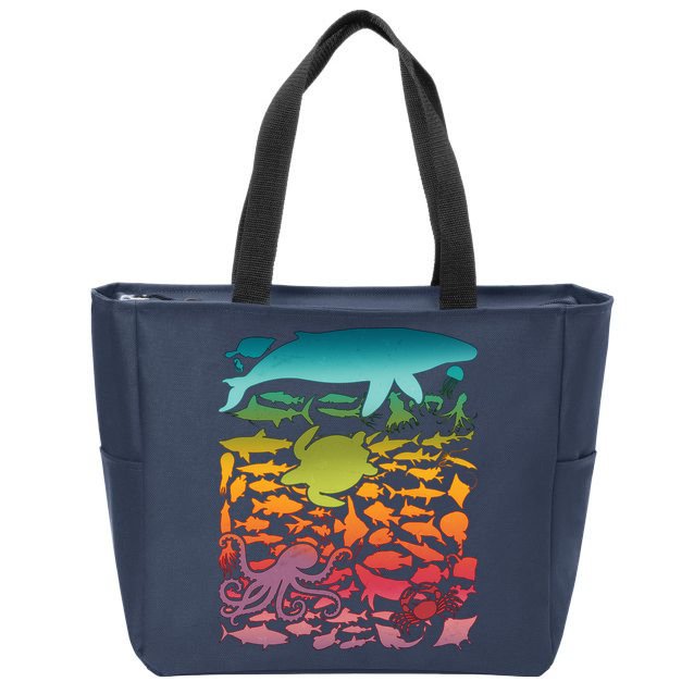 Cool Rainbow Ocean Sea Life Zip Tote Bag