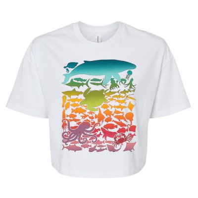 Cool Rainbow Ocean Sea Life Bella+Canvas Jersey Crop Tee