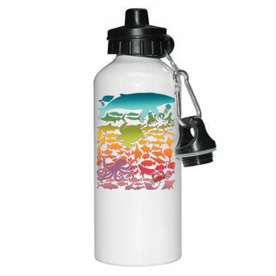 Cool Rainbow Ocean Sea Life Aluminum Water Bottle