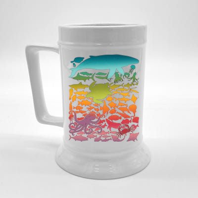 Cool Rainbow Ocean Sea Life Beer Stein