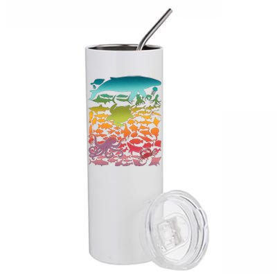 Cool Rainbow Ocean Sea Life Stainless Steel Tumbler