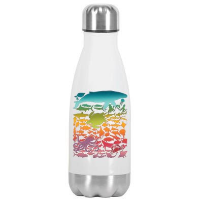 Cool Rainbow Ocean Sea Life Stainless Steel Insulated Water Bottle