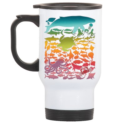 Cool Rainbow Ocean Sea Life Stainless Steel Travel Mug