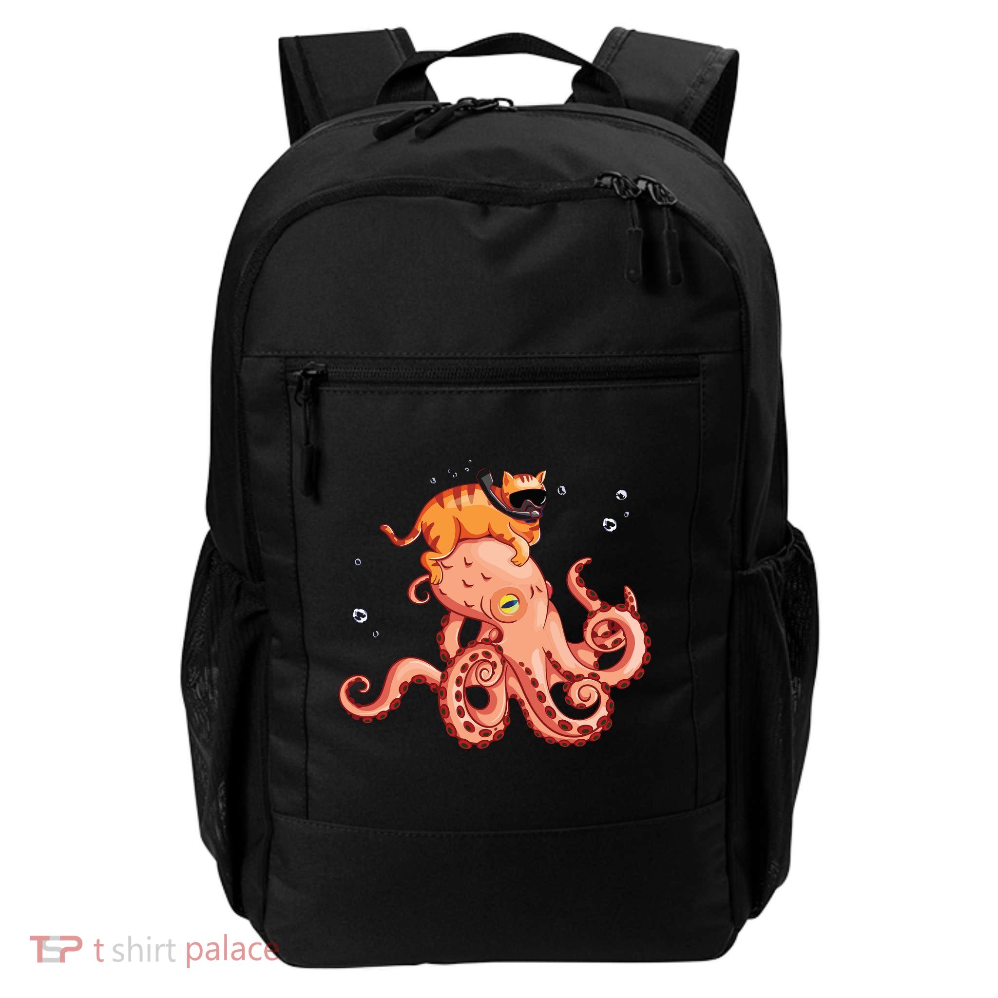 Cat Riding Octopus Funny Daily Commute Backpack