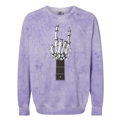 Cool Rock On Skeleton Guitar Colorblast Crewneck Sweatshirt