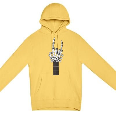 Cool Rock On Skeleton Guitar Premium Pullover Hoodie