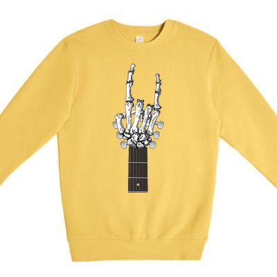 Cool Rock On Skeleton Guitar Premium Crewneck Sweatshirt