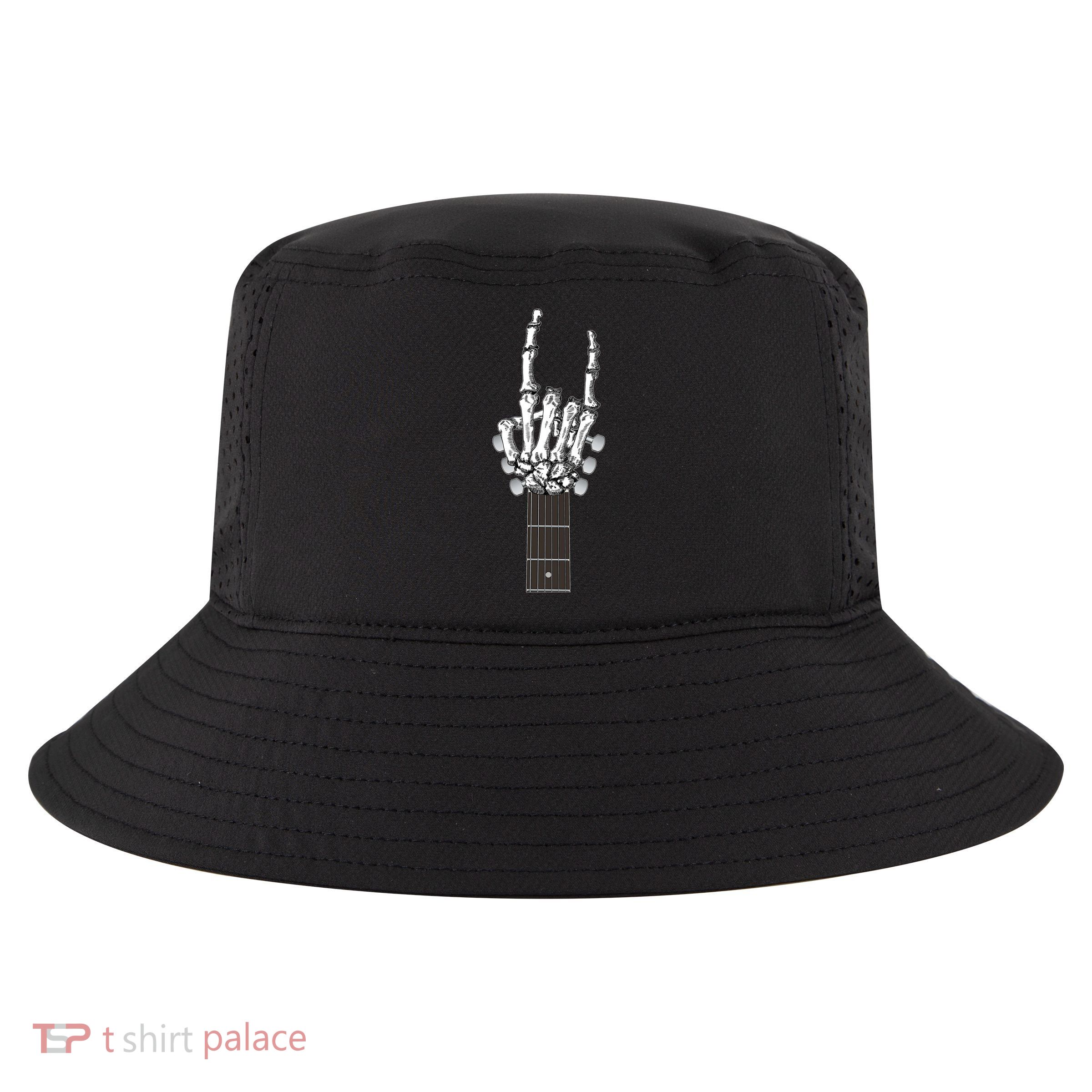 Cool Rock On Skeleton Guitar Cool Comfort Performance Bucket Hat