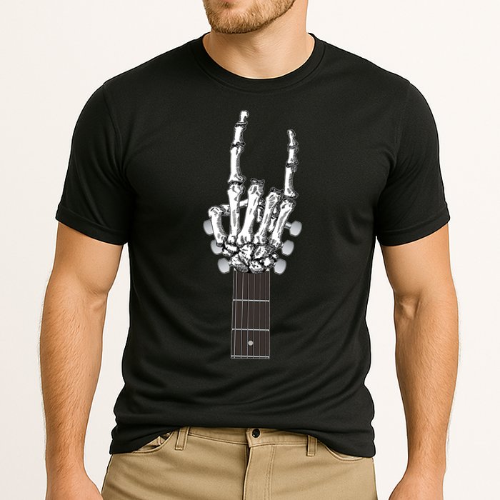 Cool Rock On Skeleton Guitar Cooling Performance Crew T-Shirt