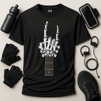 Cool Rock On Skeleton Guitar Cooling Performance Crew T-Shirt