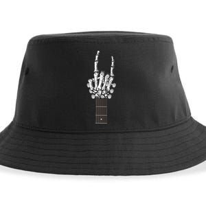 Cool Rock On Skeleton Guitar Sustainable Bucket Hat