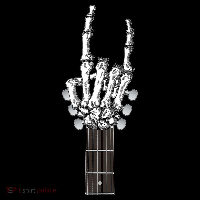 Cool Rock On Skeleton Guitar Sustainable Bucket Hat