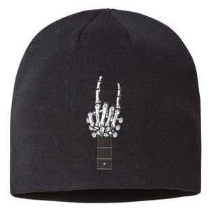 Cool Rock On Skeleton Guitar Sustainable Beanie