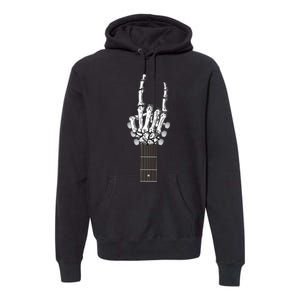 Cool Rock On Skeleton Guitar Premium Hoodie