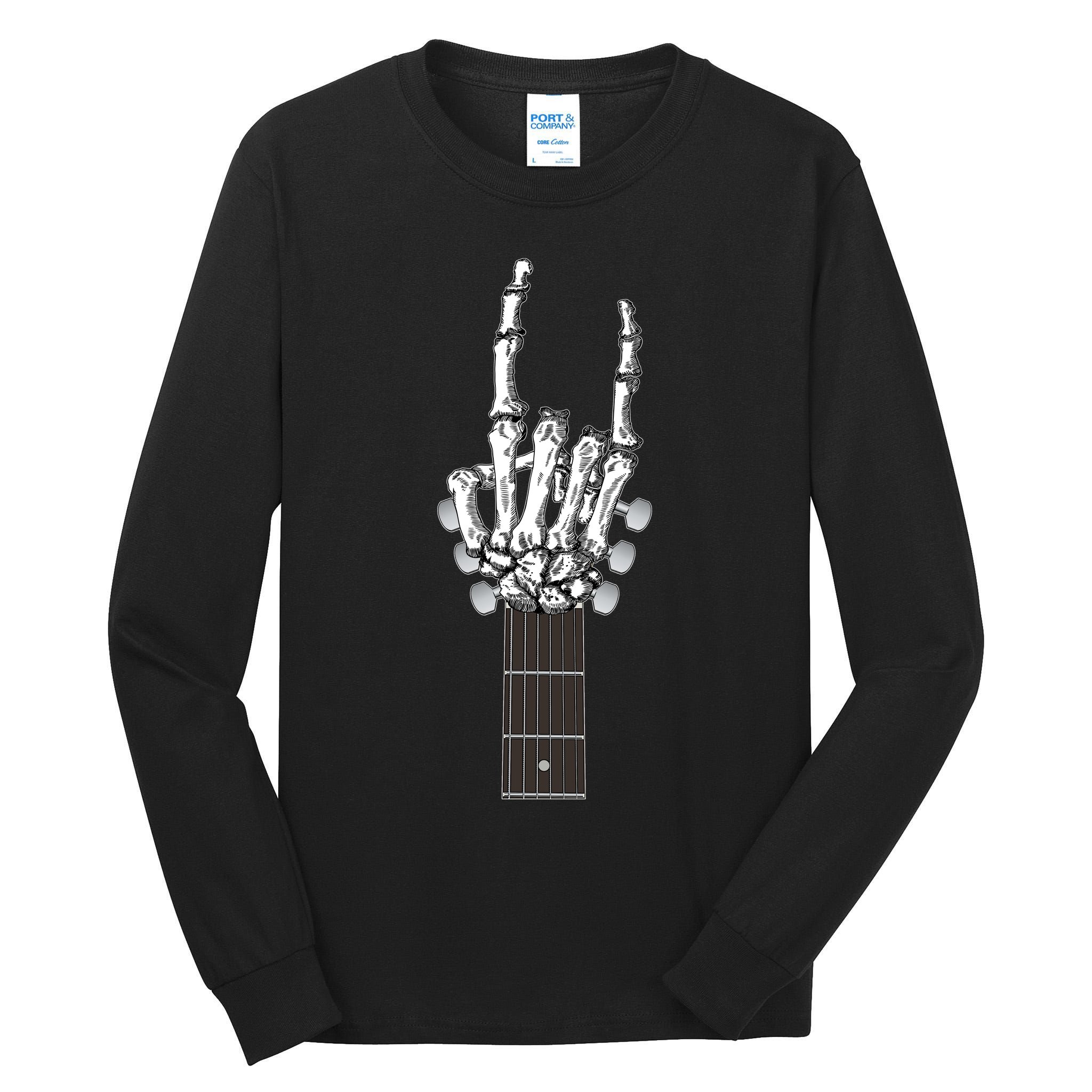 Cool Rock On Skeleton Guitar Tall Long Sleeve T-Shirt