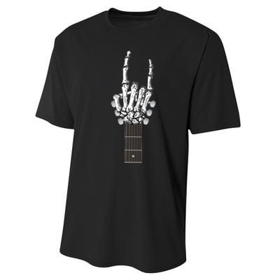 Cool Rock On Skeleton Guitar Performance Sprint T-Shirt