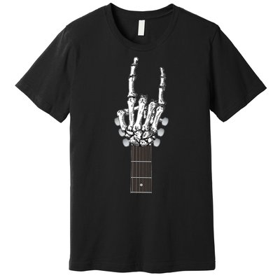 Cool Rock On Skeleton Guitar Premium T-Shirt