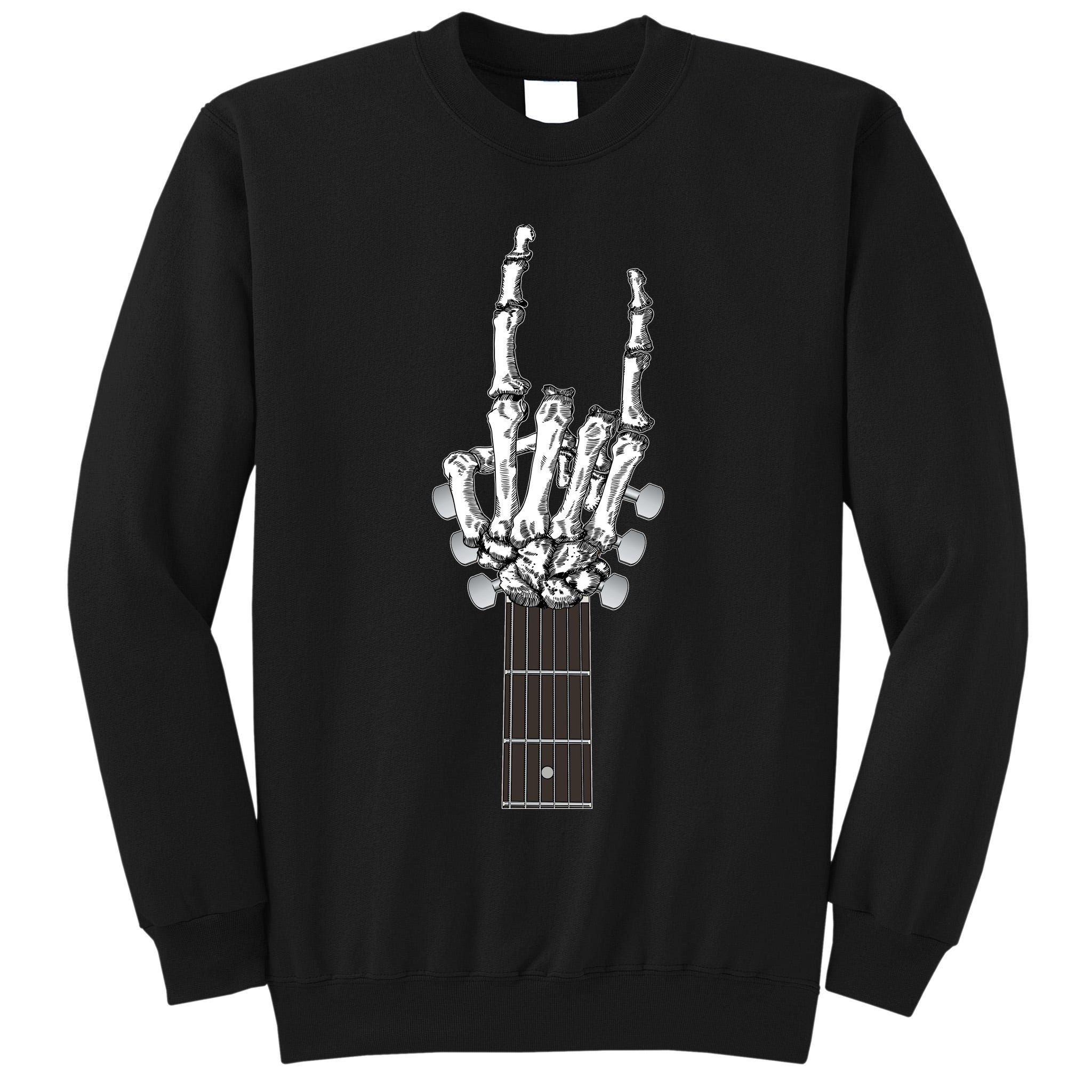 Cool Rock On Skeleton Guitar Tall Sweatshirt