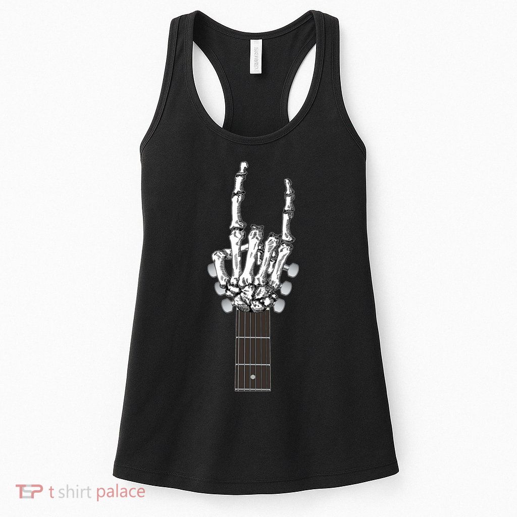 Cool Rock On Skeleton Guitar Womens Tank Top