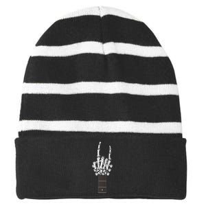 Cool Rock On Skeleton Guitar Striped Beanie with Solid Band