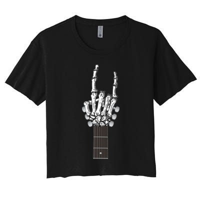 Cool Rock On Skeleton Guitar Crop Top