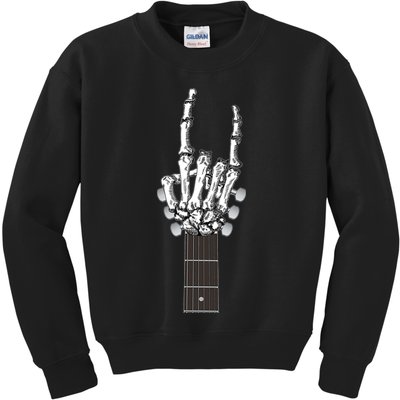 Cool Rock On Skeleton Guitar Kids Sweatshirt