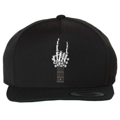 Cool Rock On Skeleton Guitar Wool Snapback Cap