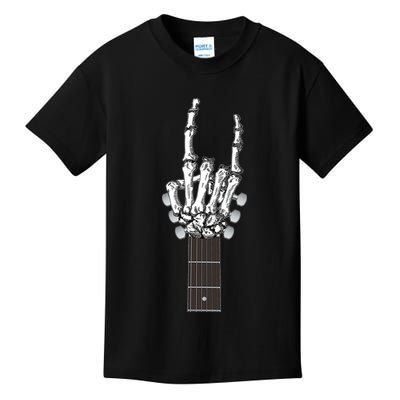 Cool Rock On Skeleton Guitar Kids T-Shirt