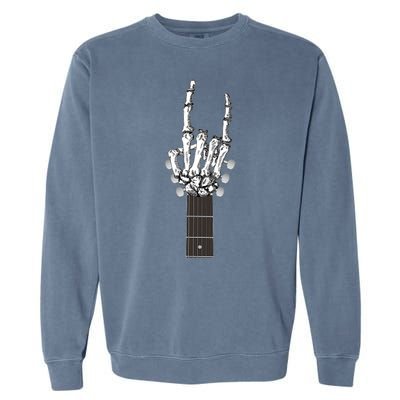 Cool Rock On Skeleton Guitar Garment-Dyed Sweatshirt