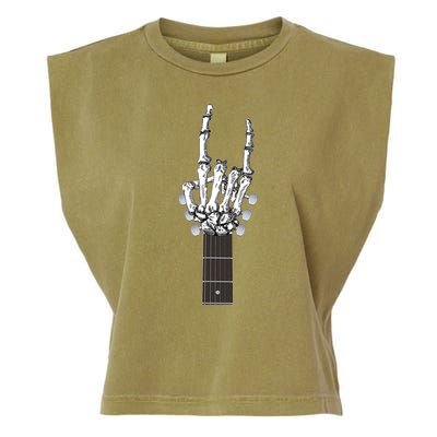 Cool Rock On Skeleton Guitar Garment-Dyed Women's Muscle Tee