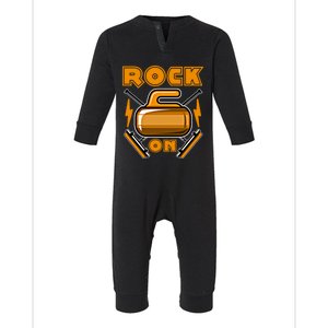 Curling Rock On Curling Rock Winter Sports Curler Curling Gift Infant Fleece One Piece