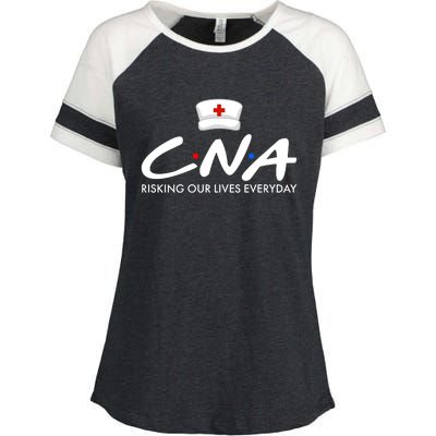 CNA Risking Our Lives Everyday Enza Ladies Jersey Colorblock Tee