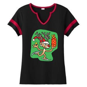 Christmas Reindeer On Ice Ladies Halftime Notch Neck Tee