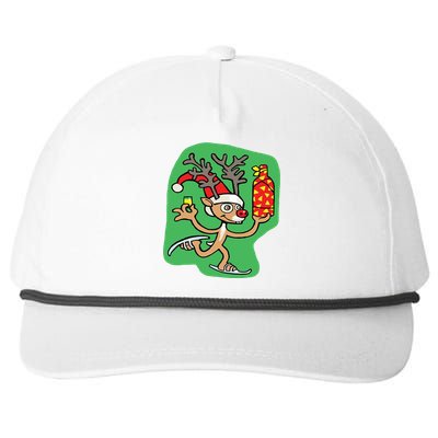 Christmas Reindeer On Ice Snapback Five-Panel Rope Hat