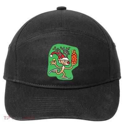 Christmas Reindeer On Ice 7-Panel Snapback Hat