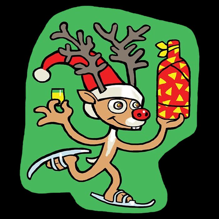Christmas Reindeer On Ice Bucket Hat