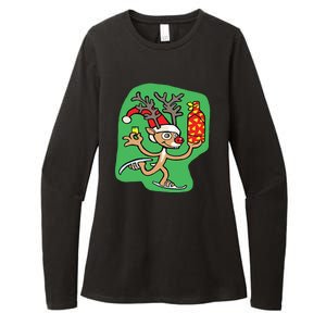 Christmas Reindeer On Ice Womens CVC Long Sleeve Shirt