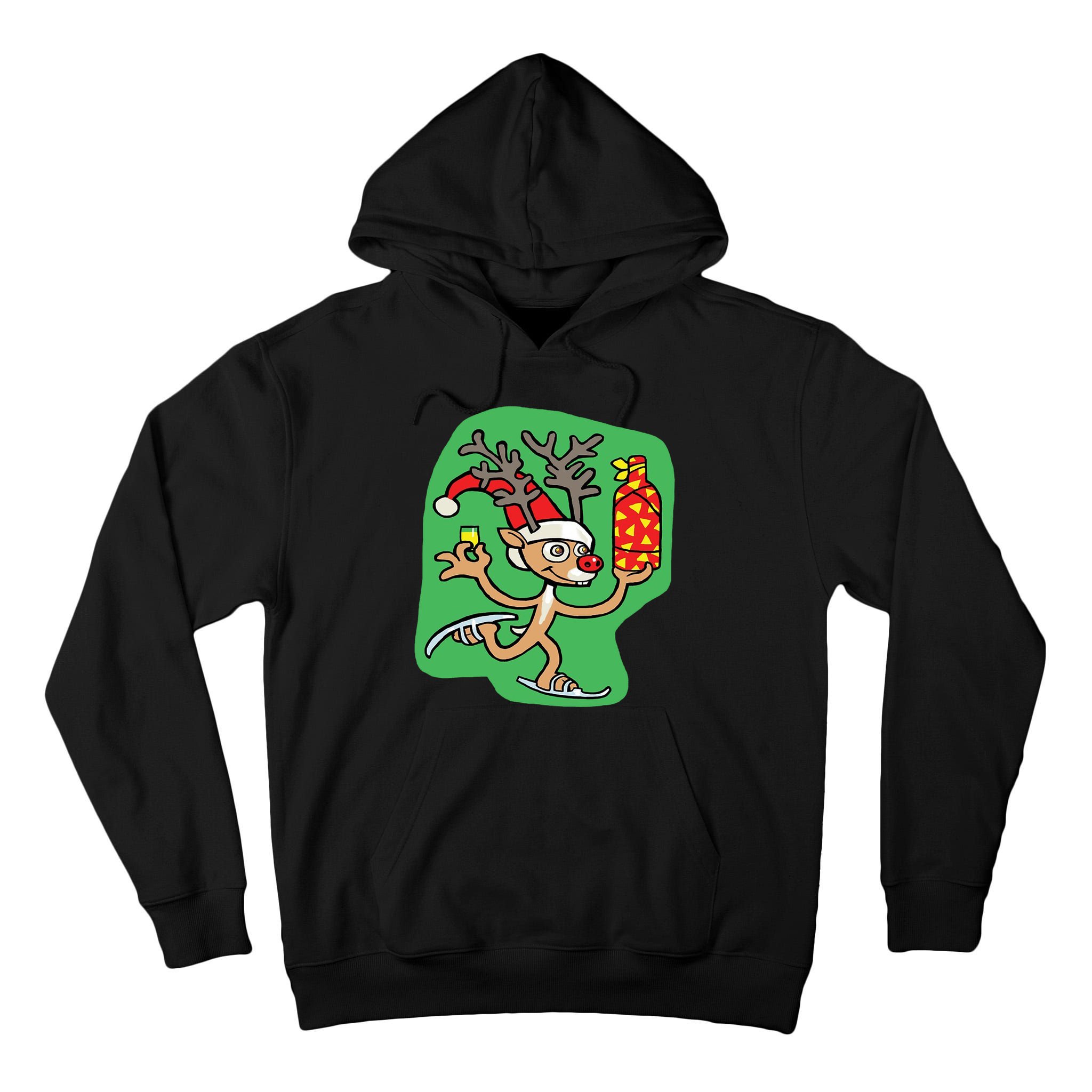 Christmas Reindeer On Ice Tall Hoodie