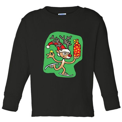 Christmas Reindeer On Ice Toddler Long Sleeve Shirt