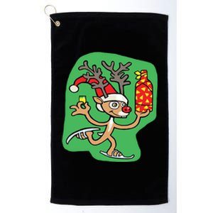 Christmas Reindeer On Ice Platinum Collection Golf Towel