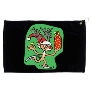 Christmas Reindeer On Ice Grommeted Golf Towel