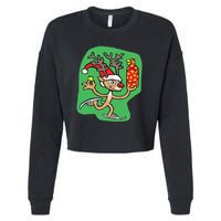 Christmas Reindeer On Ice Cropped Pullover Crew