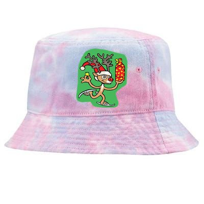 Christmas Reindeer On Ice Tie-Dyed Bucket Hat