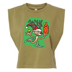 Christmas Reindeer On Ice Garment-Dyed Women's Muscle Tee