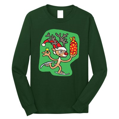 Christmas Reindeer On Ice Long Sleeve Shirt