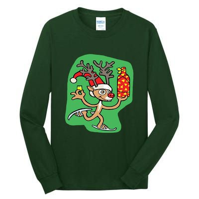 Christmas Reindeer On Ice Tall Long Sleeve T-Shirt